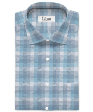 Arvind Men's  Superfine Cotton Checks  Unstitched Shirting Fabric (Grey & Blue)