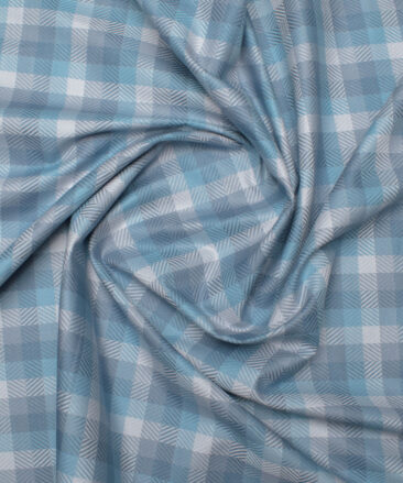 Arvind Men's  Superfine Cotton Checks  Unstitched Shirting Fabric (Grey & Blue)