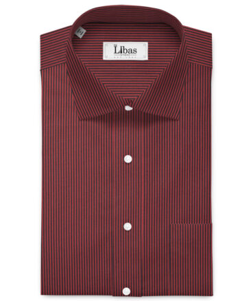 Arvind Men's  Superfine Cotton Striped  Unstitched Shirting Fabric (Maroon Red)