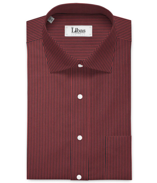 Arvind Men's  Superfine Cotton Striped  Unstitched Shirting Fabric (Maroon Red)