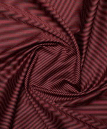 Arvind Men's  Superfine Cotton Striped  Unstitched Shirting Fabric (Maroon Red)