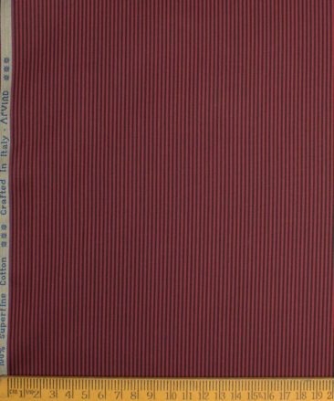 Arvind Men's  Superfine Cotton Striped  Unstitched Shirting Fabric (Maroon Red)