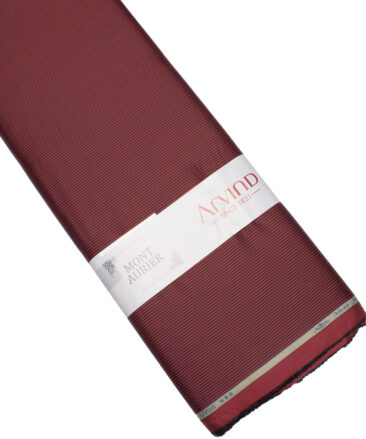 Arvind Men's  Superfine Cotton Striped  Unstitched Shirting Fabric (Maroon Red)