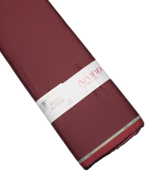 Arvind Men's  Superfine Cotton Striped  Unstitched Shirting Fabric (Maroon Red)