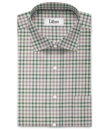 Arvind Men's  Superfine Cotton Checks  Unstitched Shirting Fabric (Olive Green)