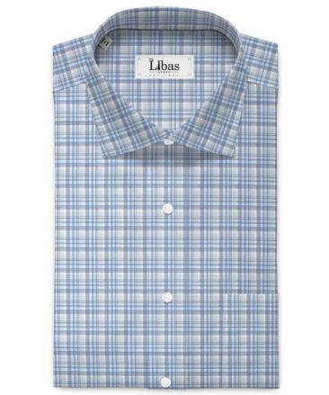 Arvind Men's  Superfine Cotton Checks  Unstitched Shirting Fabric (Sky Blue)