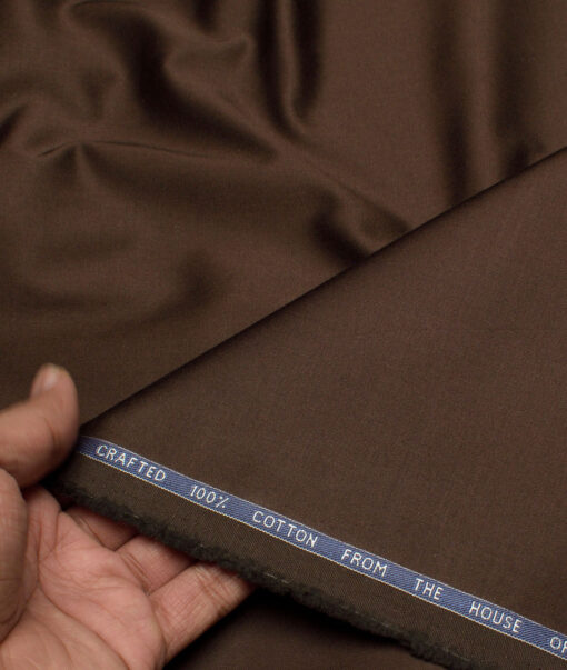 Burgoyne Men's 100% Cotton  Solids  Unstitched Trouser / Chinos Fabric (Dark Chocolate Brown)