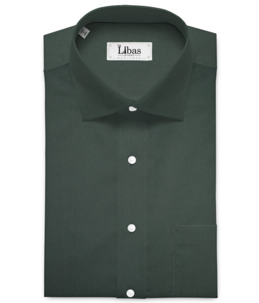 Ferricio Deitlo Men's 60's Giza Cotton Solids  Unstitched Shirting Fabric (Bottle Green)