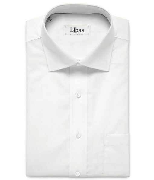 Luthai Men's 80's Supima Cotton Striped  Unstitched Shirting Fabric (White)