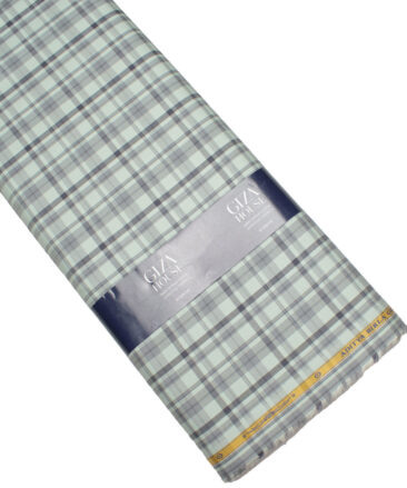 Soktas Men's  Giza Cotton Checks  Unstitched Shirting Fabric (Surf Crest Green)