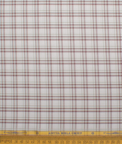 Soktas Men's  Giza Cotton Checks  Unstitched Shirting Fabric (Light Grey)