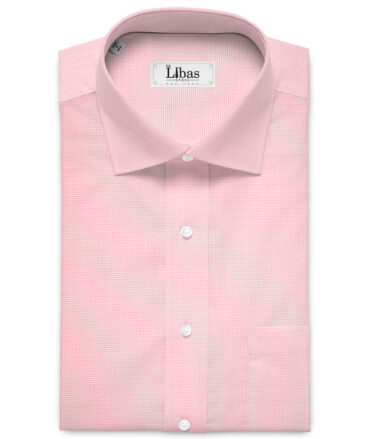 Soktas Men's  Giza Cotton Houndstooth  Unstitched Shirting Fabric (Pink)