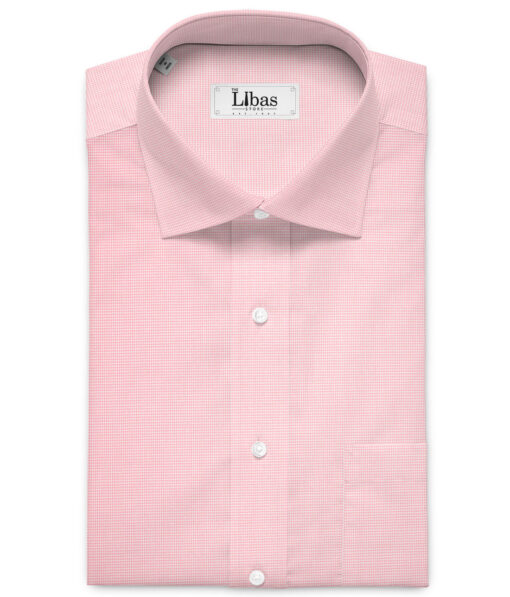 Soktas Men's  Giza Cotton Houndstooth  Unstitched Shirting Fabric (Pink)