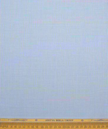 Soktas Men's  Giza Cotton Houndstooth  Unstitched Shirting Fabric (Sky Blue)