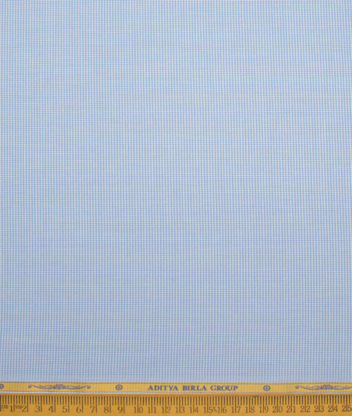 Soktas Men's  Giza Cotton Houndstooth  Unstitched Shirting Fabric (Sky Blue)