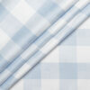 Soktas Men's 80's Giza Cotton Checks  Unstitched Shirting Fabric (White & Sky Blue)