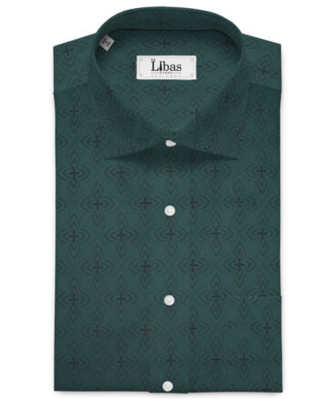 Soktas Men's  Giza Cotton Self Design  Unstitched Shirting Fabric (Sherwood Green)