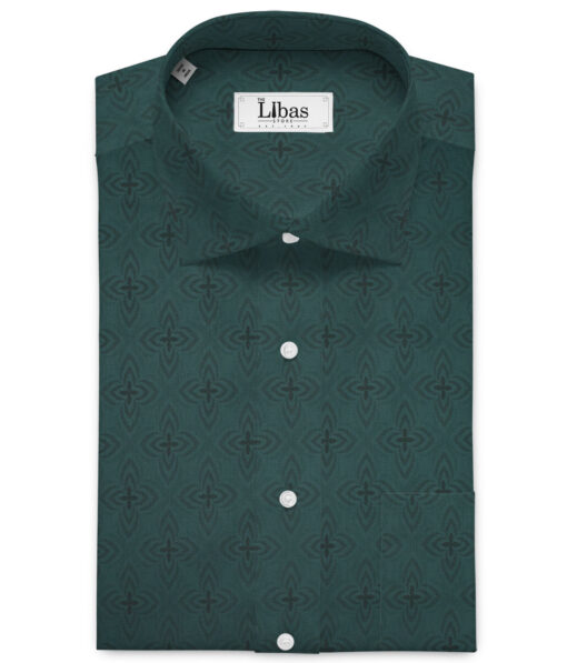 Soktas Men's  Giza Cotton Self Design  Unstitched Shirting Fabric (Sherwood Green)